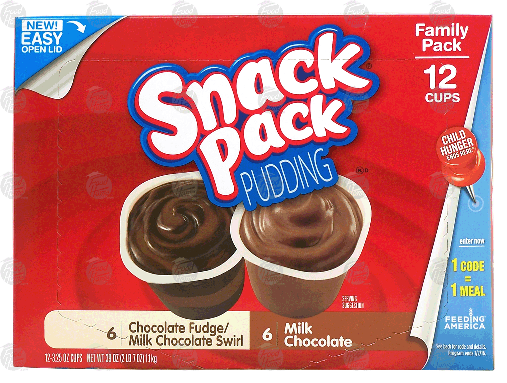 Snack Pack pudding 3.25-oz. cups, chocolate fudge & milk chocolate swirl, 6-milk chocolate Full-Size Picture